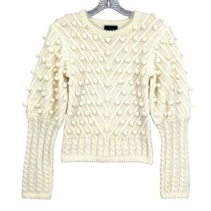 Hotel Particulier Sweater XXS Pom Knit Pullover Ivory Mutton Sleeve Mohair Italy